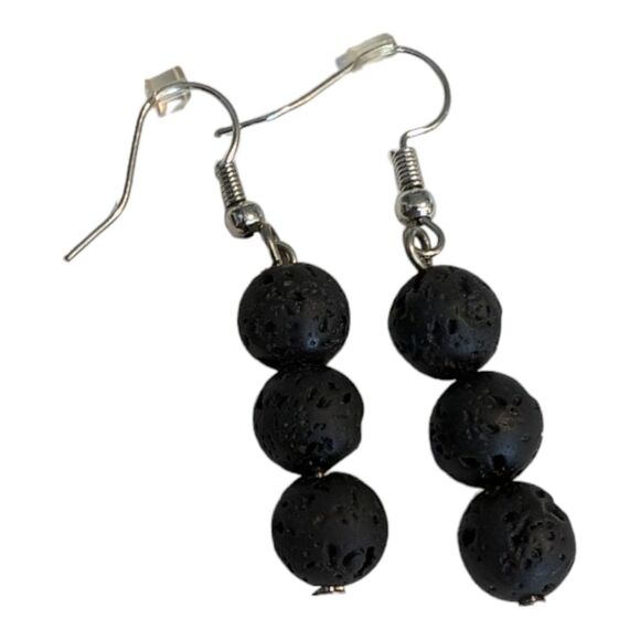 🔴 Vitality diffuser earrings lava stone 3 beads - Picture 5 of 8